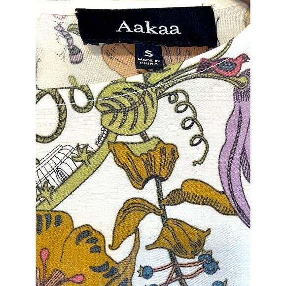 Aakaa Mini Dress Braided Belt Floral Dolman Sleeve Satiny Full Circle Skirt S - Picture 5 of 12